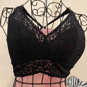 Felina Black Lace Bralette with Crisscross Back